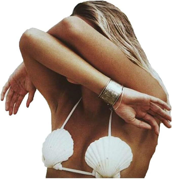 Zoestar Mermaid Seashell Bra with Cord Hawaiian Shell Bikini Top Fashion Chest Chain for Women Wh... | Amazon (US)