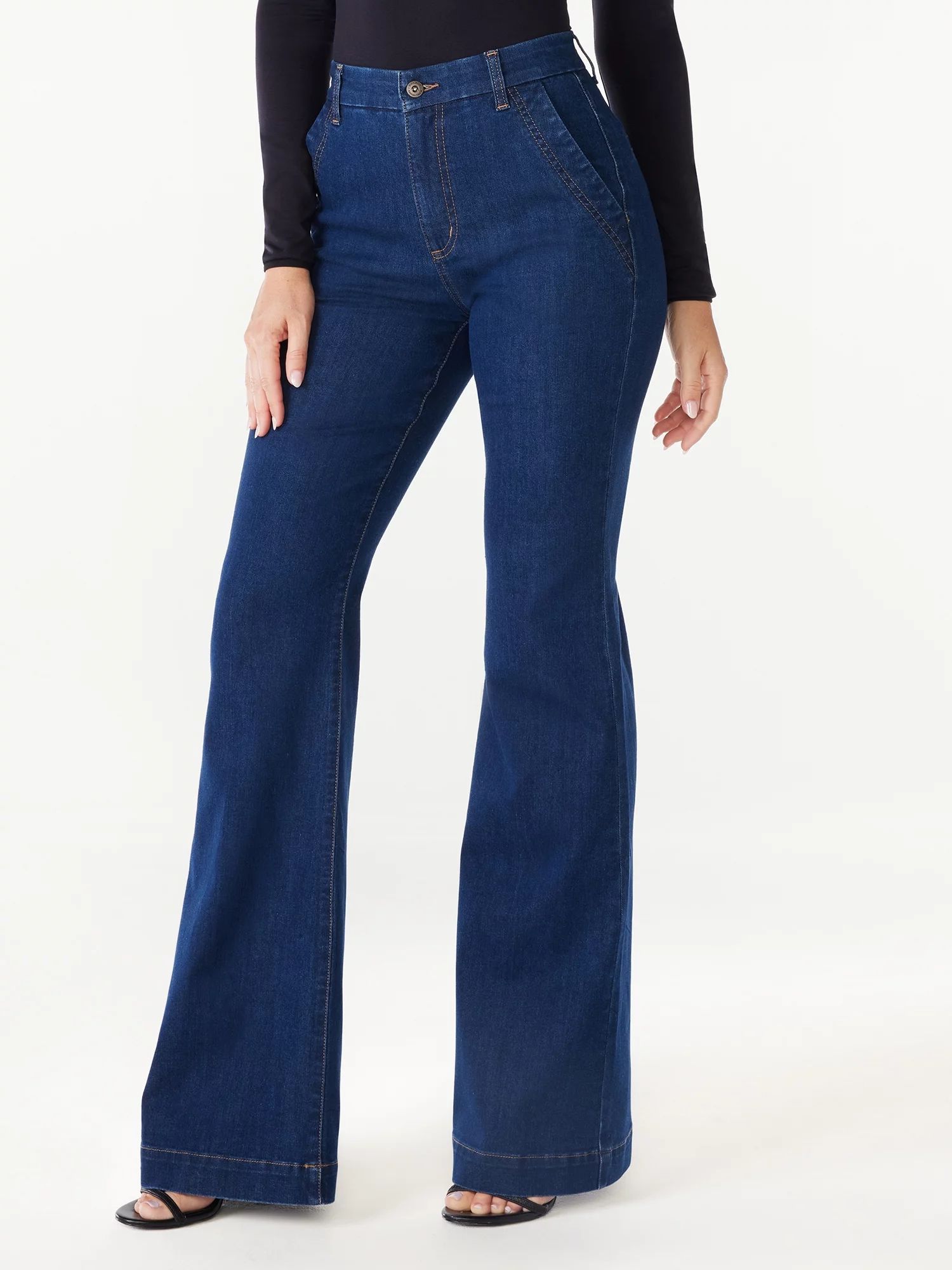 Sofia Jeans Women’s Flare Trouser High-Rise Jeans, 30.5” inseam - Walmart.com | Walmart (US)