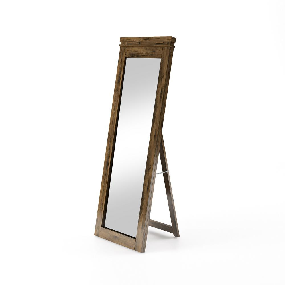 Furniture of America Large Walnut Wood Beveled Glass Rustic Mirror (60 in. H X 21.5 in. W)-IDF-AC... | The Home Depot