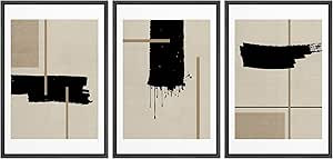 Zenobia Framed Wall Art Print Set Black Paint Stroke Mid-Century Collage Abstract Shapes Illustra... | Amazon (US)