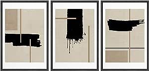 Zenobia Framed Wall Art Print Set Black Paint Stroke Mid-Century Collage Abstract Shapes Illustra... | Amazon (US)
