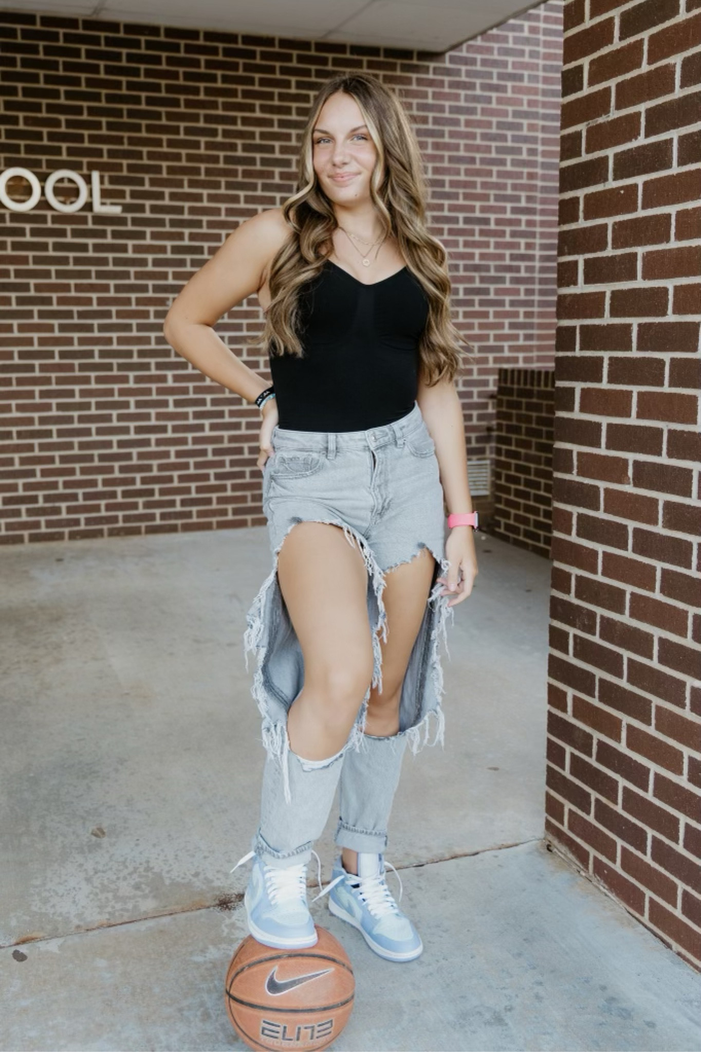 Teen girl back to school, teen girl style, bodysuit, ripped jeans, black denim, air Jordan’s, nike basketball, sports style, high school style #teengirlfashion #backtoschool 

#LTKstyletip #LTKFitness #LTKkids