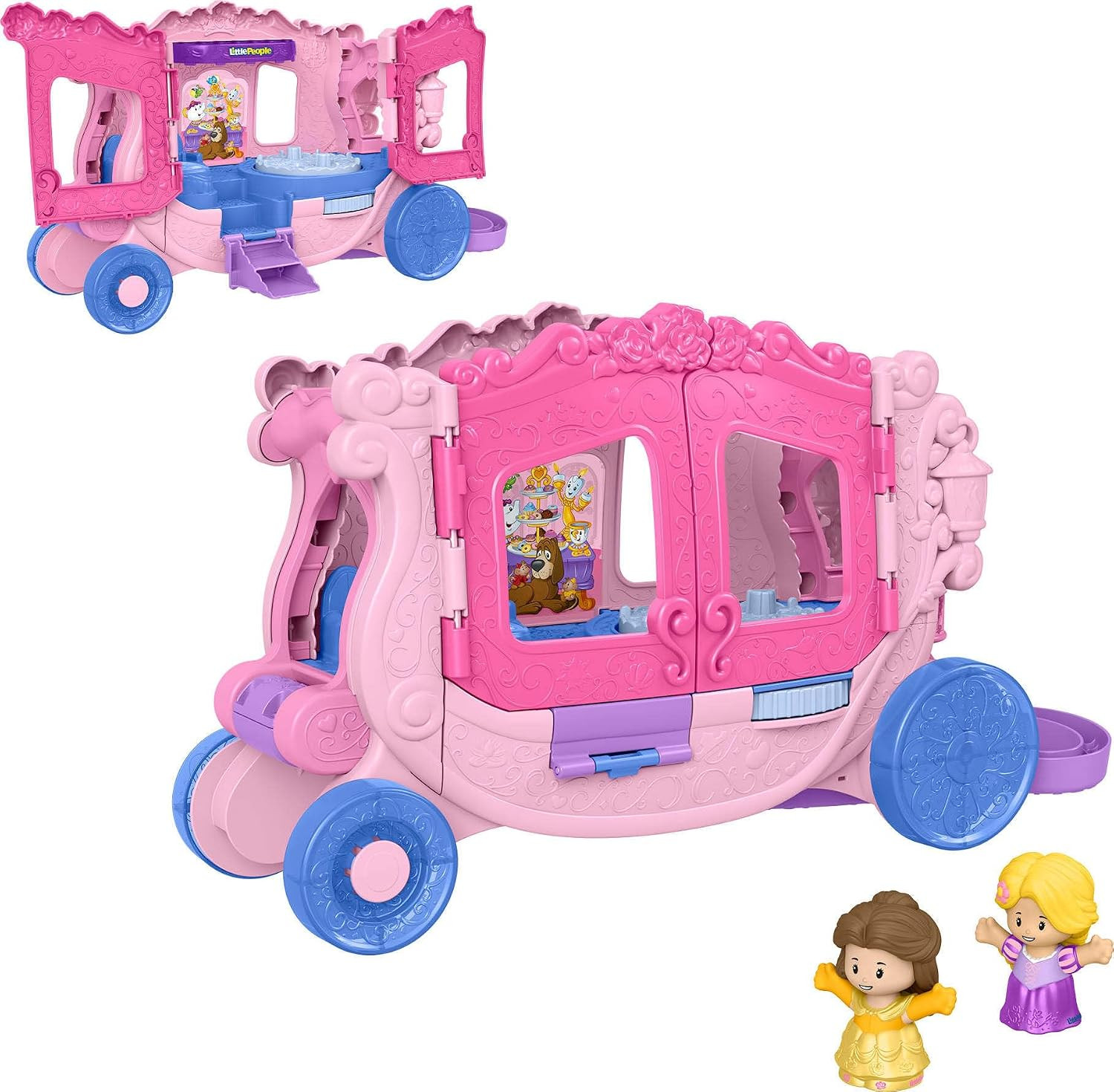 Fisher-Price Little People Toddler Toy Disney Princess Pull-Along Musical Carriage Playset with Figures for Pretend Play Kids Ages 18+ Months | Amazon (US)