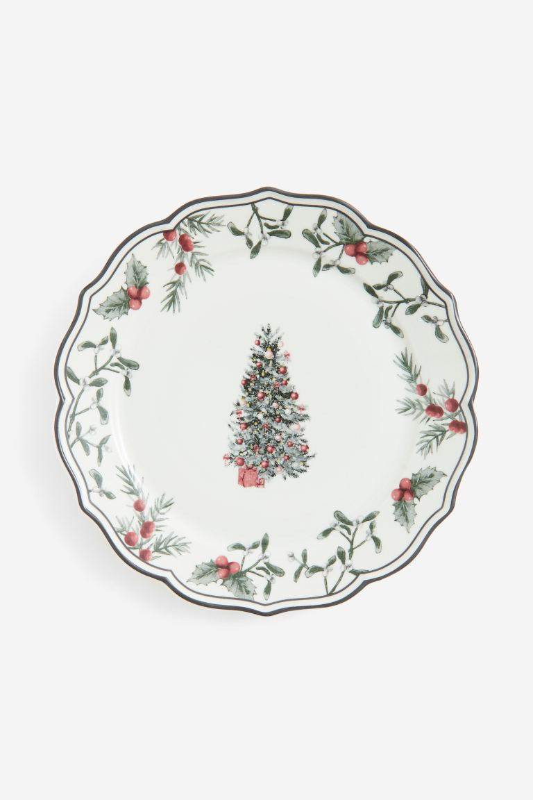 Porcelain plate - White/Christmas - Home All | H&M GB | H&M (UK, MY, IN, SG, PH, TW, HK)