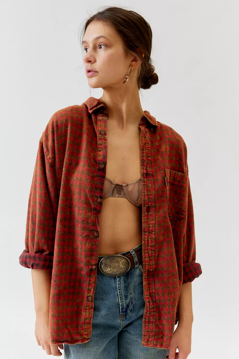 Urban Renewal Remade Acid Wash Flannel Shirt | Urban Outfitters (US and RoW)