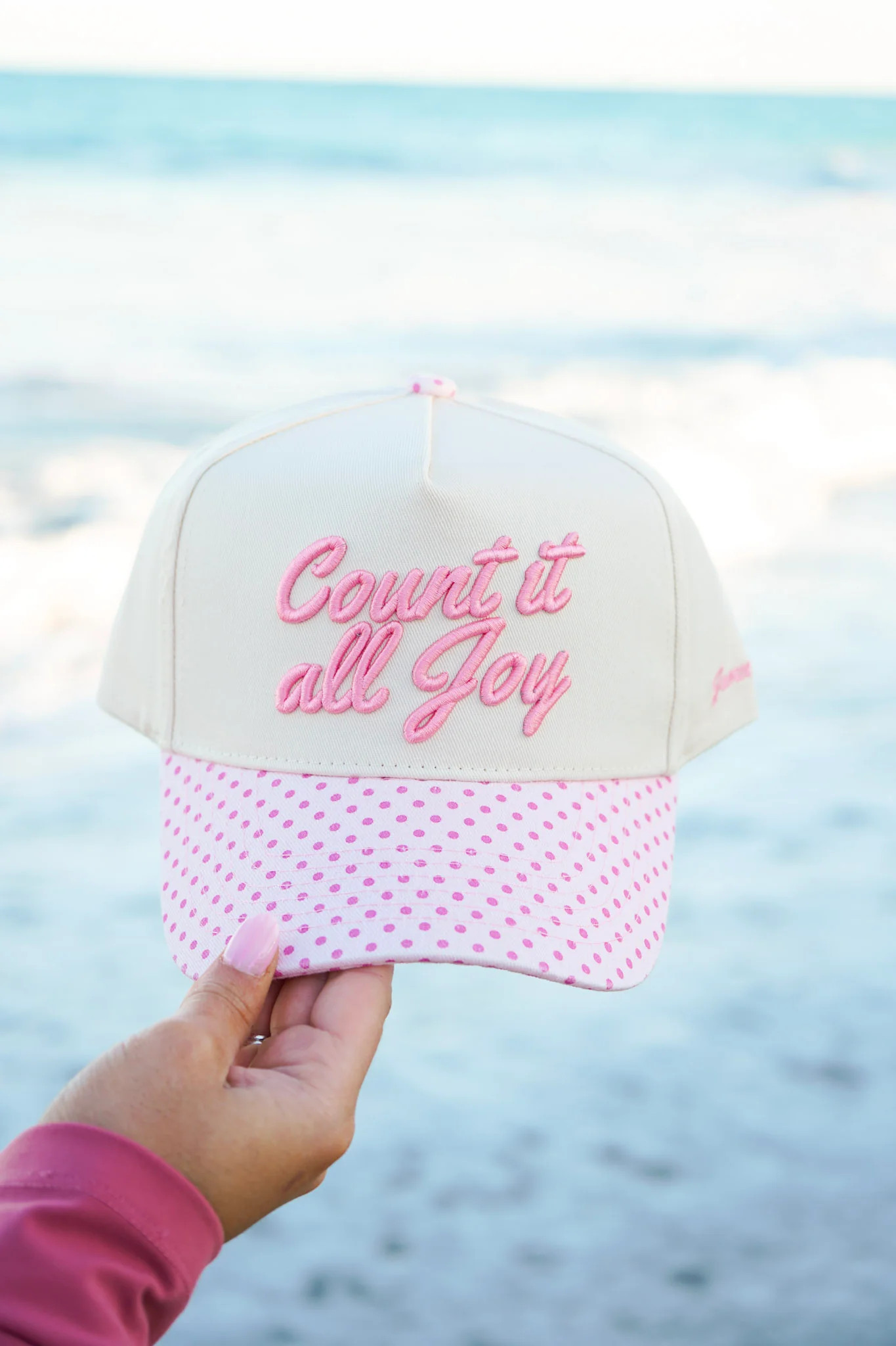 Count It All Joy - Pink Polka Dot Trucker Hat - PREORDER | KenzKustomz
