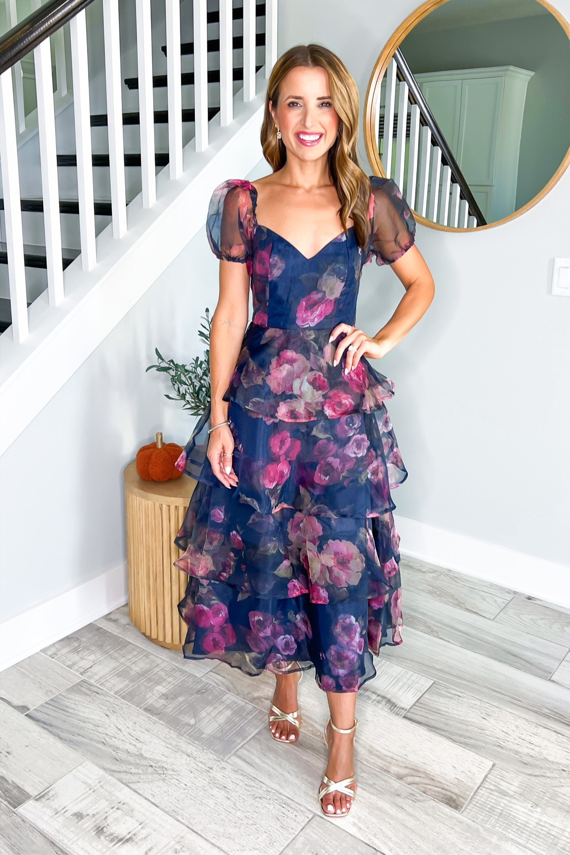 Fall wedding guest dresses. Wedding guest dress. Floral wedding guest. Floral wedding guest dress. Cocktail dresses. Party dresses. Rehearsal dinner. Welcome party. Wearing XS. Gold heels TTS and very comfy! Code LISA20 works on first time purchases. 

#LTKwedding #LTKtravel #LTKparties