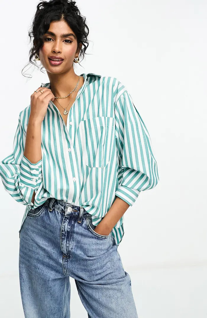 ASOS DESIGN Stripe Oxford Button-Up Shirt | Nordstrom | Nordstrom