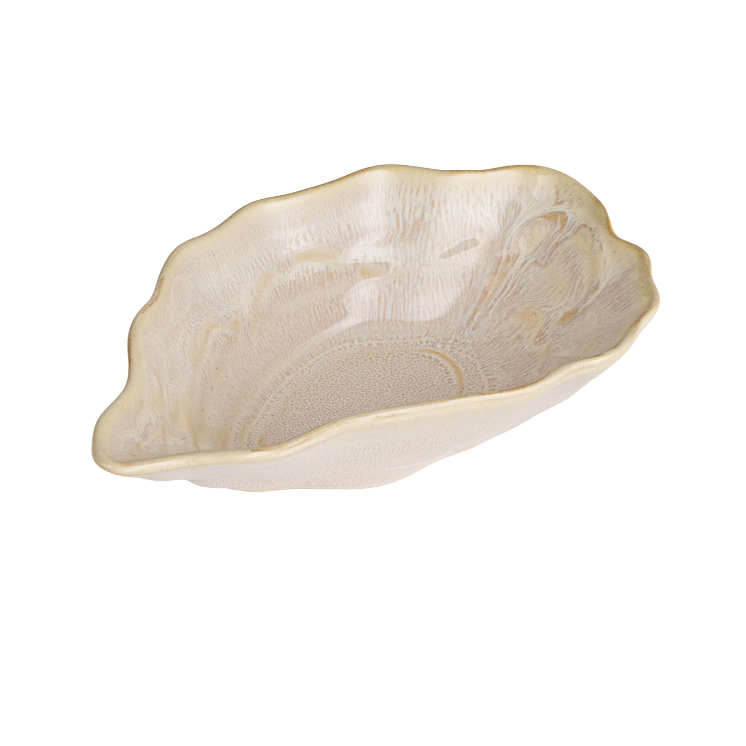 Creative Co-Op Oyster Shaped Stoneware Bowl, Cream | Amazon (US)