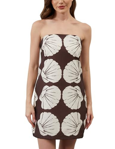 Women's Strapless Tube Mini Dress 2025 Summer Casual Boho Floral Print Sleeveless Going Out Beach... | Amazon (US)