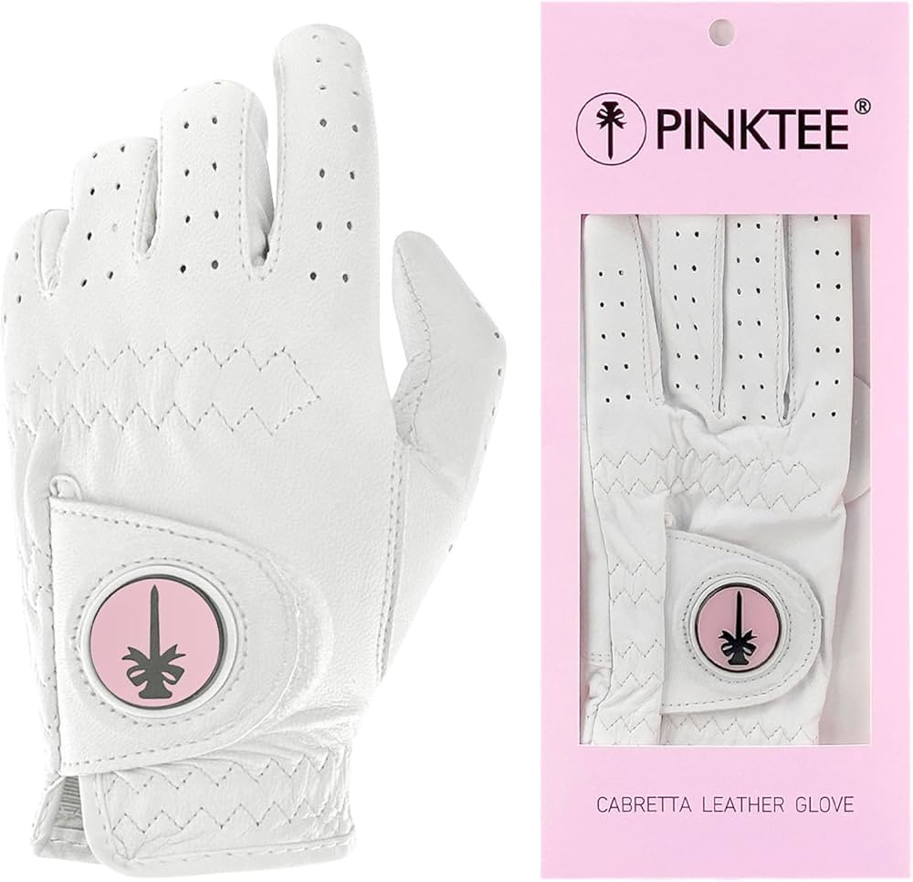 PINKTEE Women's Golf Glove Left Hand Ladies Pink Cabretta Leather Golf Gloves with Removable Magn... | Amazon (US)
