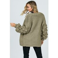 Bubble Cardigan, Sweater, Olive Chunky Sweater For Women, Oversized Sleeve | Etsy (US)