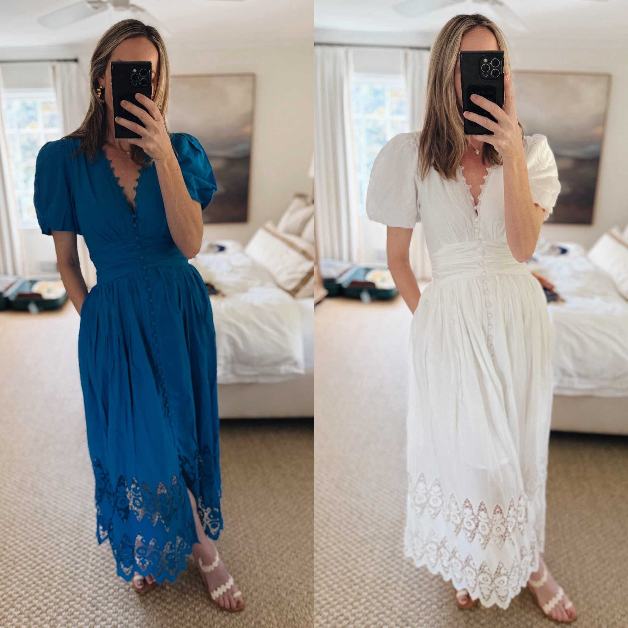 The most flattering @anthropologie dress! Seriously soft cotton, the waistband that gives you the prettiest silhouette, and the solid colors! Love. Size small 