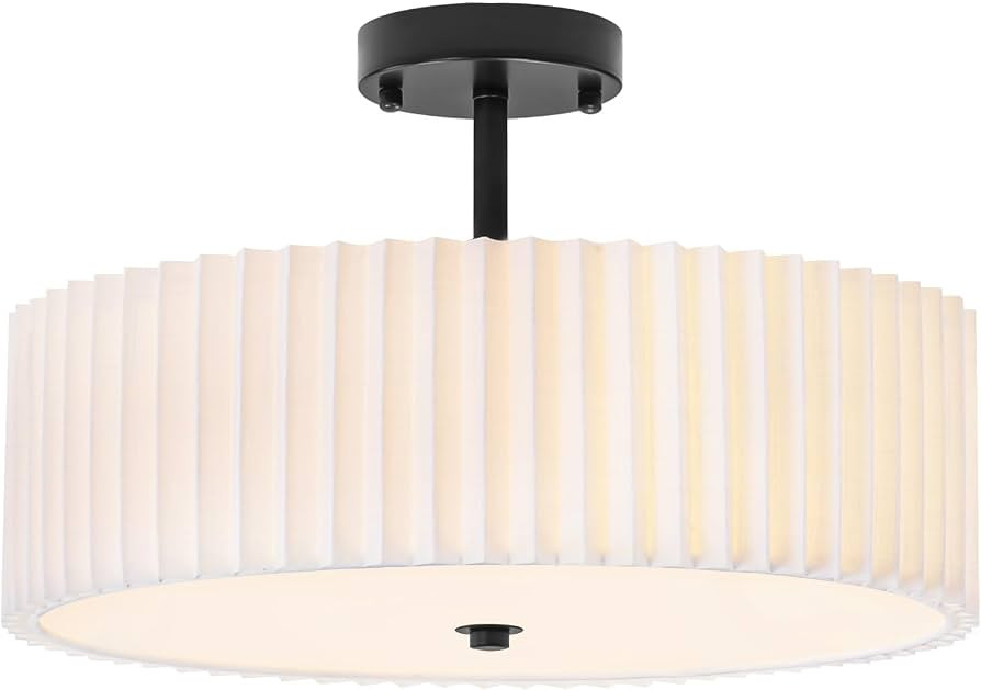 Bargeni 16.5 Inch Semi Flush Mount Ceiling Light,3 Light Modern Black Ceiling Light Fixture with ... | Amazon (US)