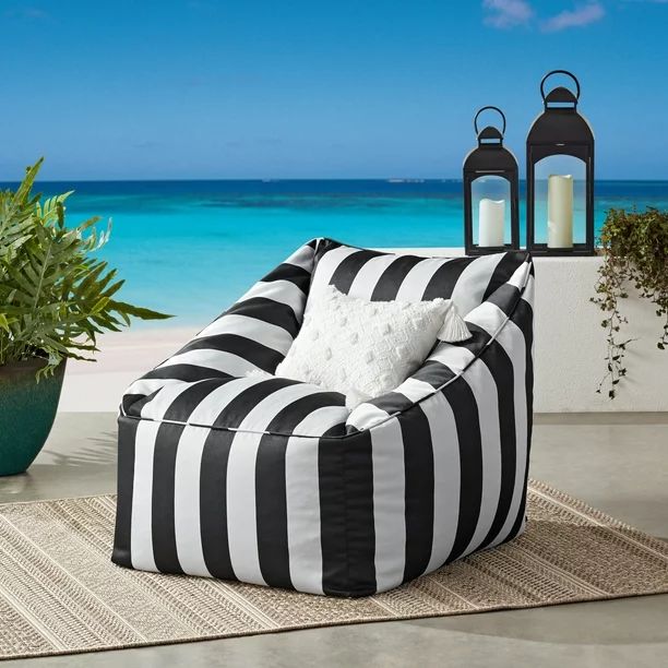 Better Homes & Gardens Outdoor Bean Bag Chair, Striped | Walmart (US)
