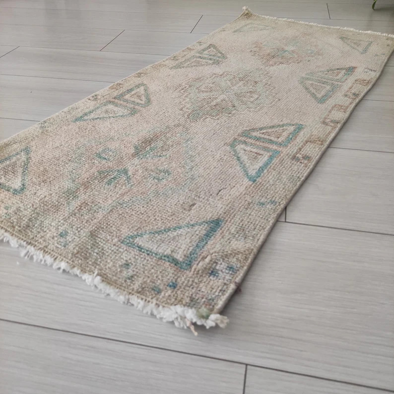 Vintage Turkish Wool Rug: Rustic Anatolian Mini Runner (1.51' X 3.48') - Etsy | Etsy (US)
