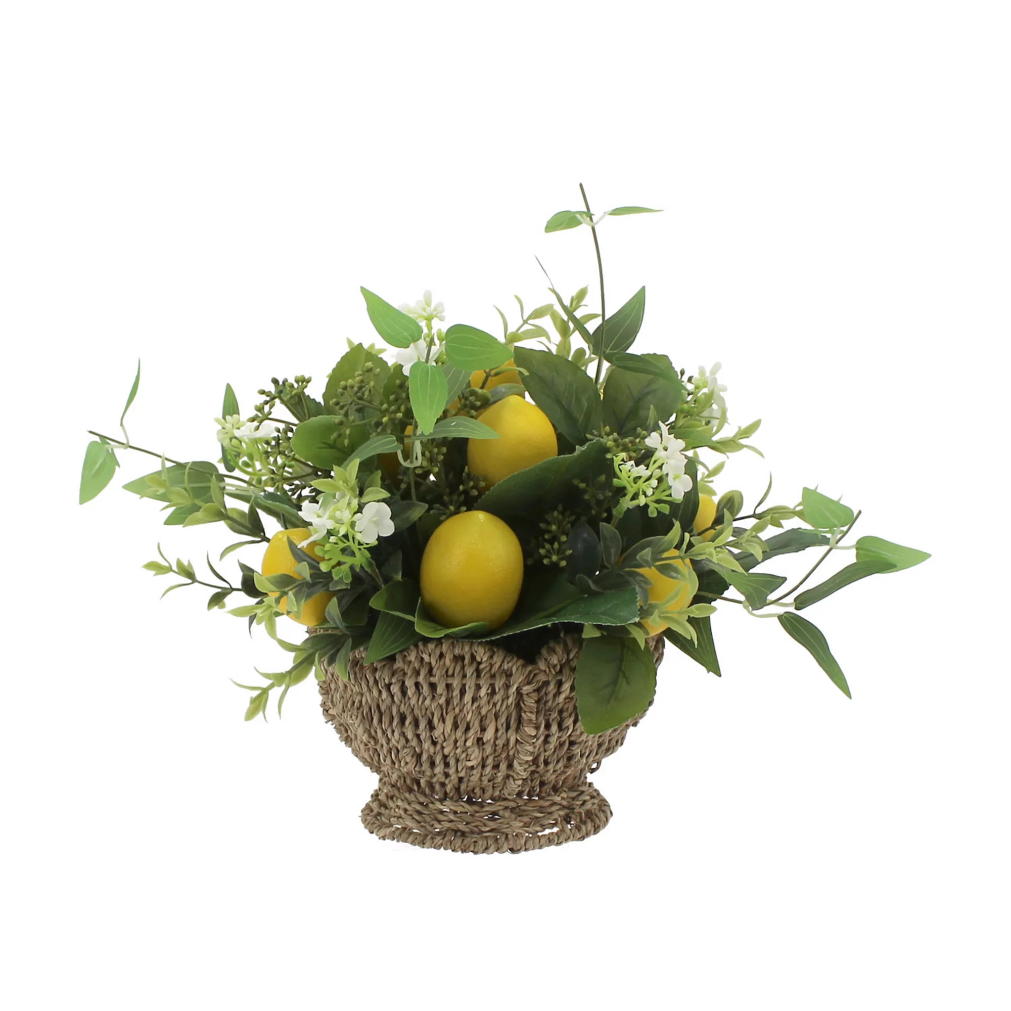 Sonoma Goods For Life® Artificial Lemons & Greenery Arrangement in Wicker Bowl | Kohl's