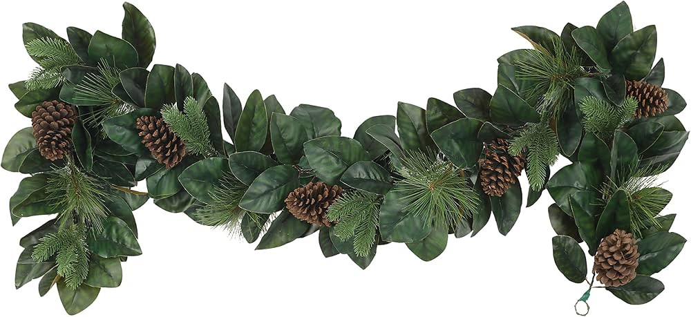Puleo International Inc. Puleo International Pine Cones 6 ft x 9" Garland with Magnolia Leaves, 8... | Amazon (US)