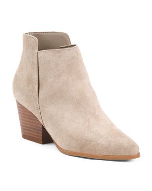 Made In Italy Stacked Heel Suede Booties | TJ Maxx