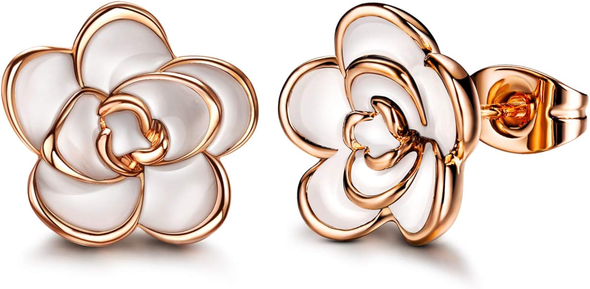 AllenCOCO Rose Flower Stud Earrings for Women Sensitive Ears, Hypoallergenic Cute Gold And Silver... | Amazon (US)