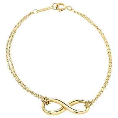 Tiffany & Co. Womens 18k Yellow Gold Infinity Bracelet 750 6" Fine Double Chain | eBay US