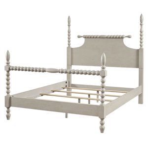 Madison Park Signature Beckett Solid Wood King Bed in Natural Whitewash | Homesquare