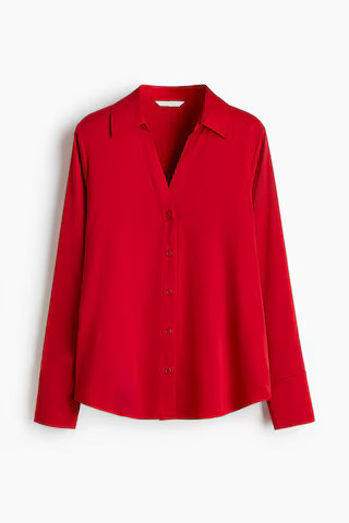 H & M - V-Neck Blouse - Red | H&M (US + CA)