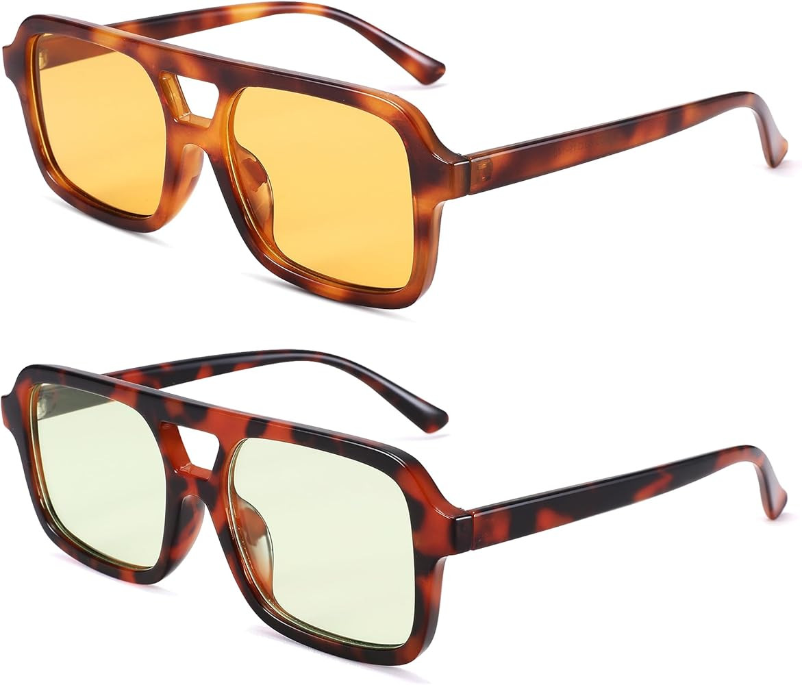 Pro Acme Retro 70s Square Aviator Sunglasses Women Men Vintage Flat Trendy Shades | Amazon (US)