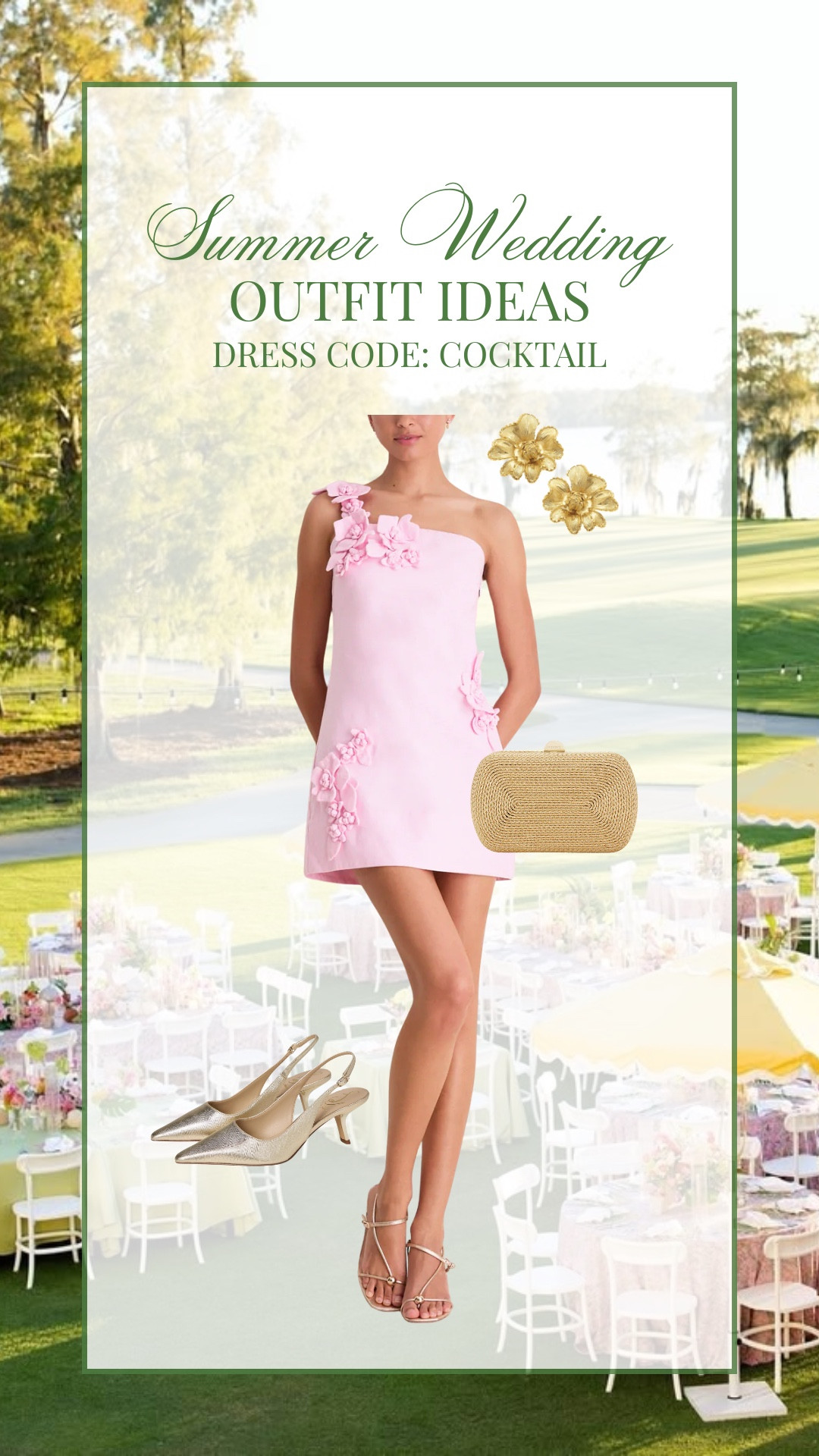 Summer cocktail wedding guest outfit idea!