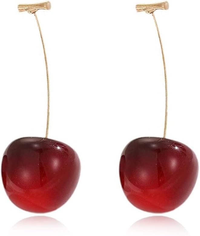 Cherry Earrings for Women Fruit Earrings Cute Cherry Drop Earring 3D Red Cherry Dangle Earrings C... | Amazon (US)