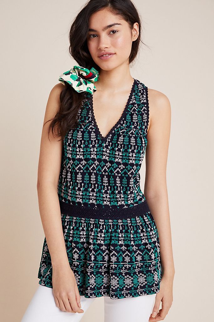 Cammie Embroidered Peplum Top | Anthropologie (US)