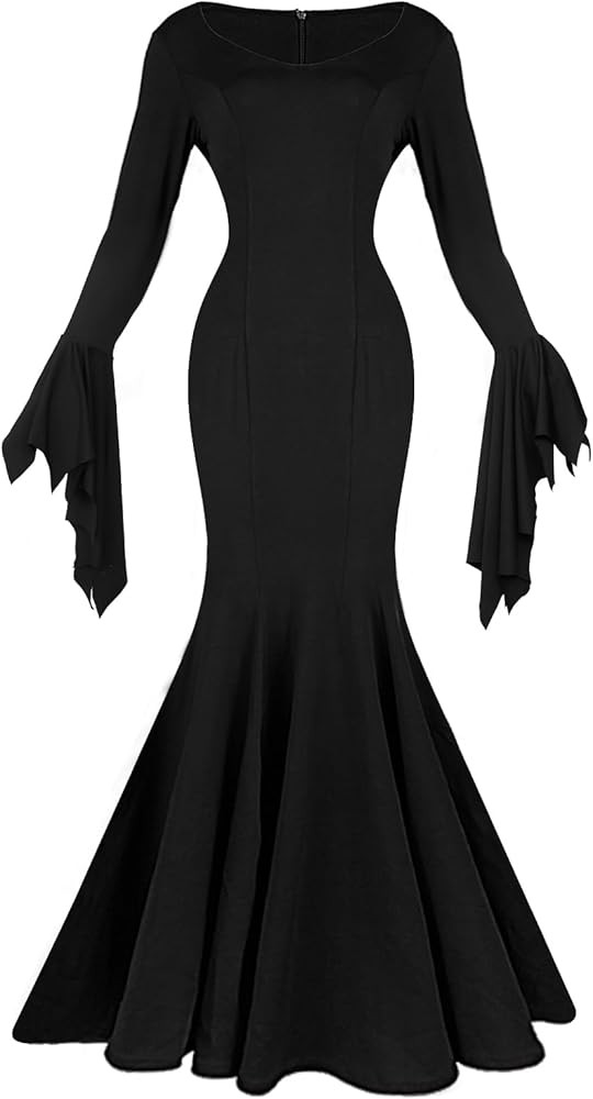 Women's Addams Family Dress Wednesday Costume Gothic Party Long Sleeve Dress | Amazon (US)