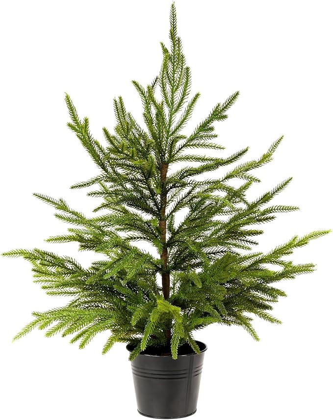 WBHome 2ft Tabletop Artificial Norfolk Pine Tree - 24" Faux Tree Potted Green for Front Porch Chr... | Amazon (US)