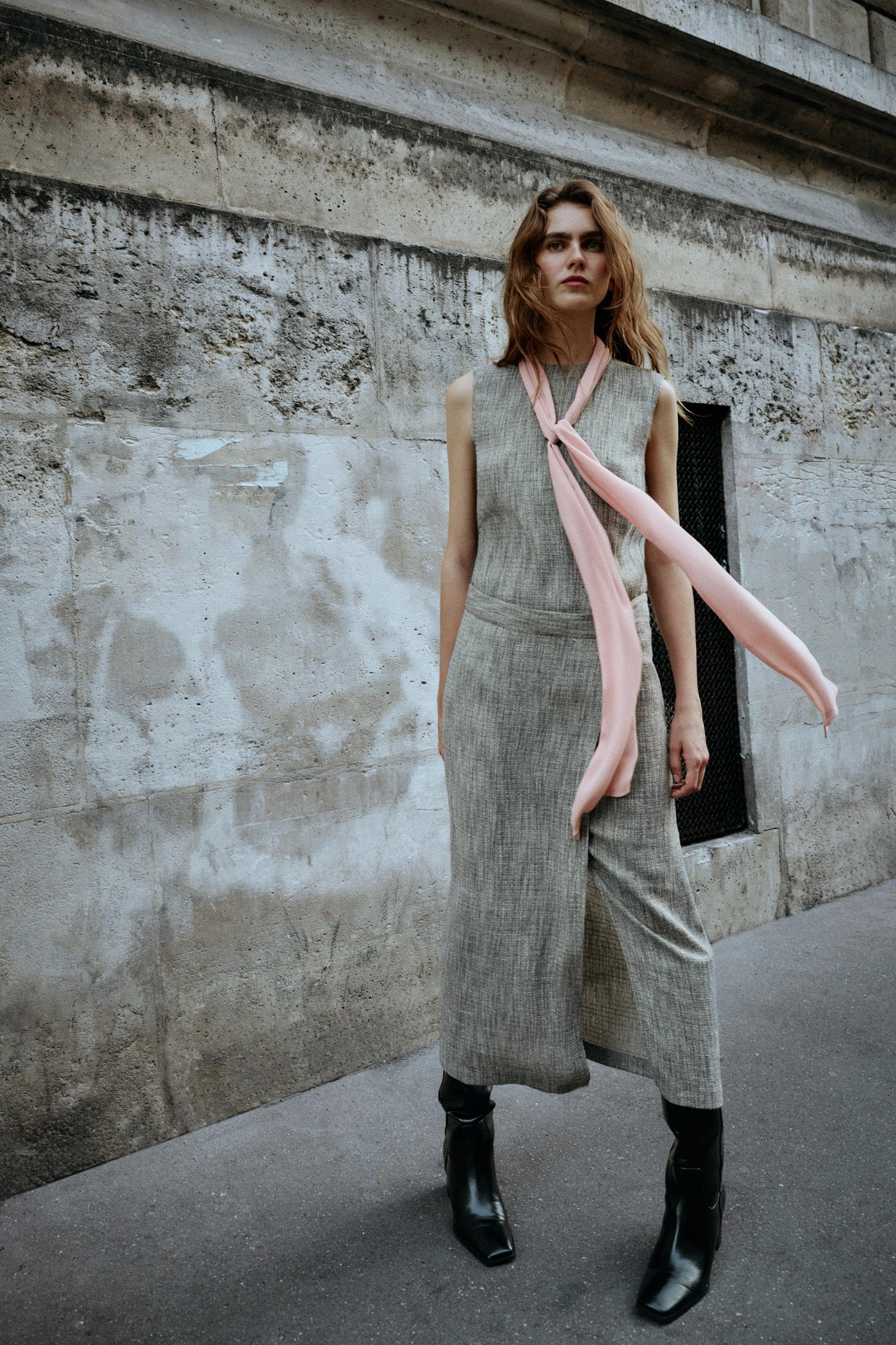 CONTRASTING TIE MIDI DRESS | Zara US