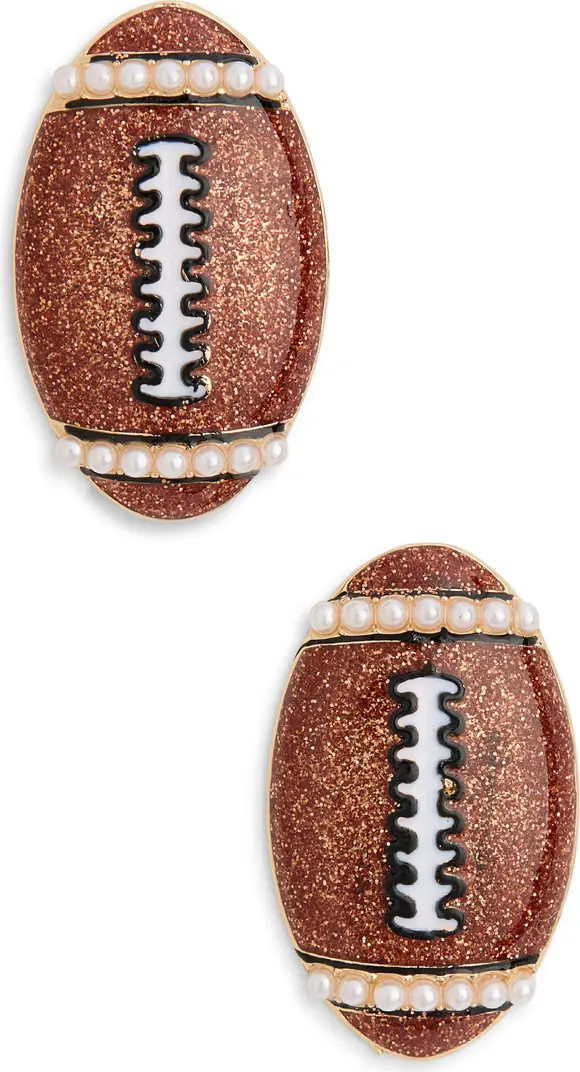 Faux Pearl Enamel Football Stud Earrings | Nordstrom Rack
