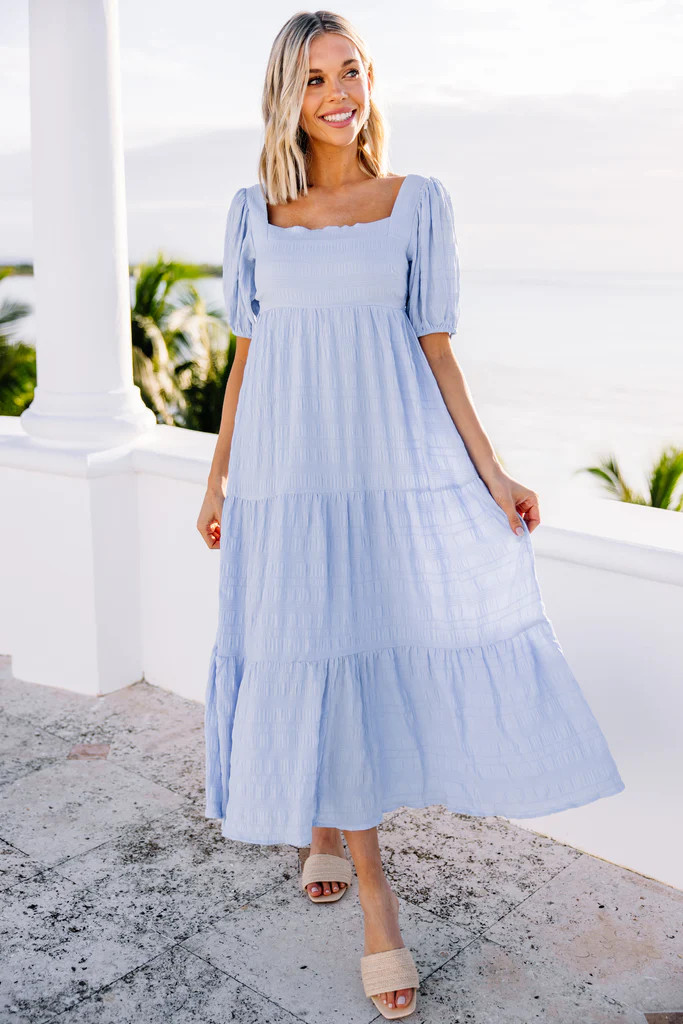 Think About It Light Blue Midi Dress | The Mint Julep Boutique