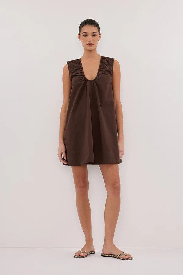 GABBY BITTER CHOC MINI DRESS | DISSH