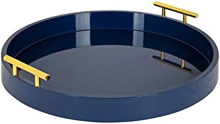 Amazon.com: Kate and Laurel Lipton Modern Round Tray, 15.5" Diameter, Navy Blue and Gold, Decorat... | Amazon (US)