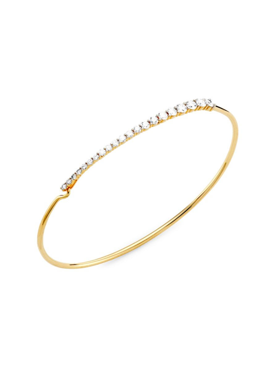 14K Yellow Gold & 0.653 TCW Diamond Graduated Wire Bangle | Saks Fifth Avenue