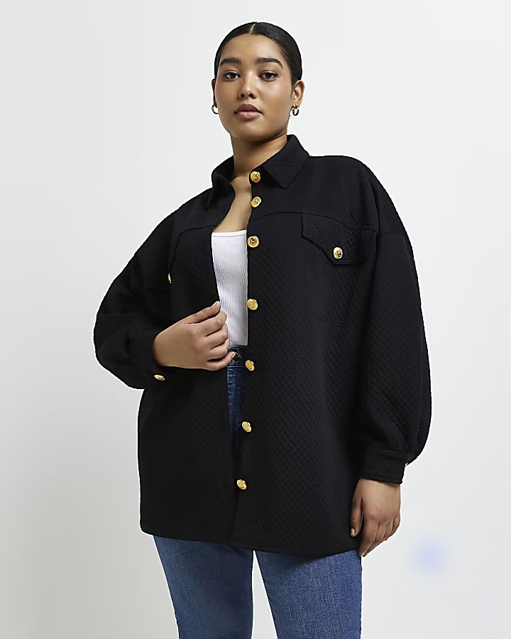 Plus black quilted shacket | River Island (UK & IE)