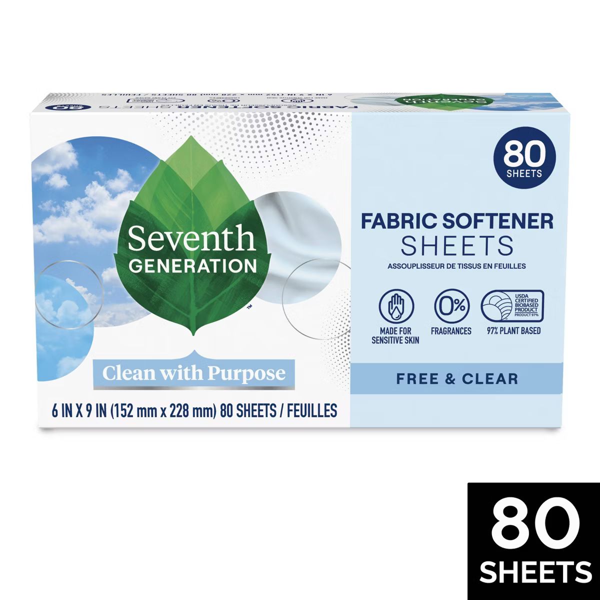 Seventh Generation Fabric Softener Sheets Free & Clear - 80ct | Target