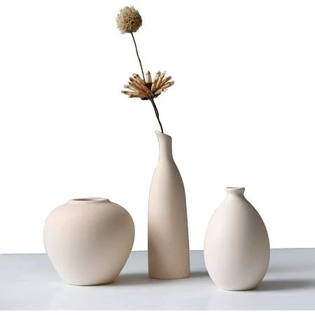 Ceramic Vase Set Of 3 Small Flower Vases For Rustic Home Decor Modern Farmhouse Decor Living Room De | Walmart (US)
