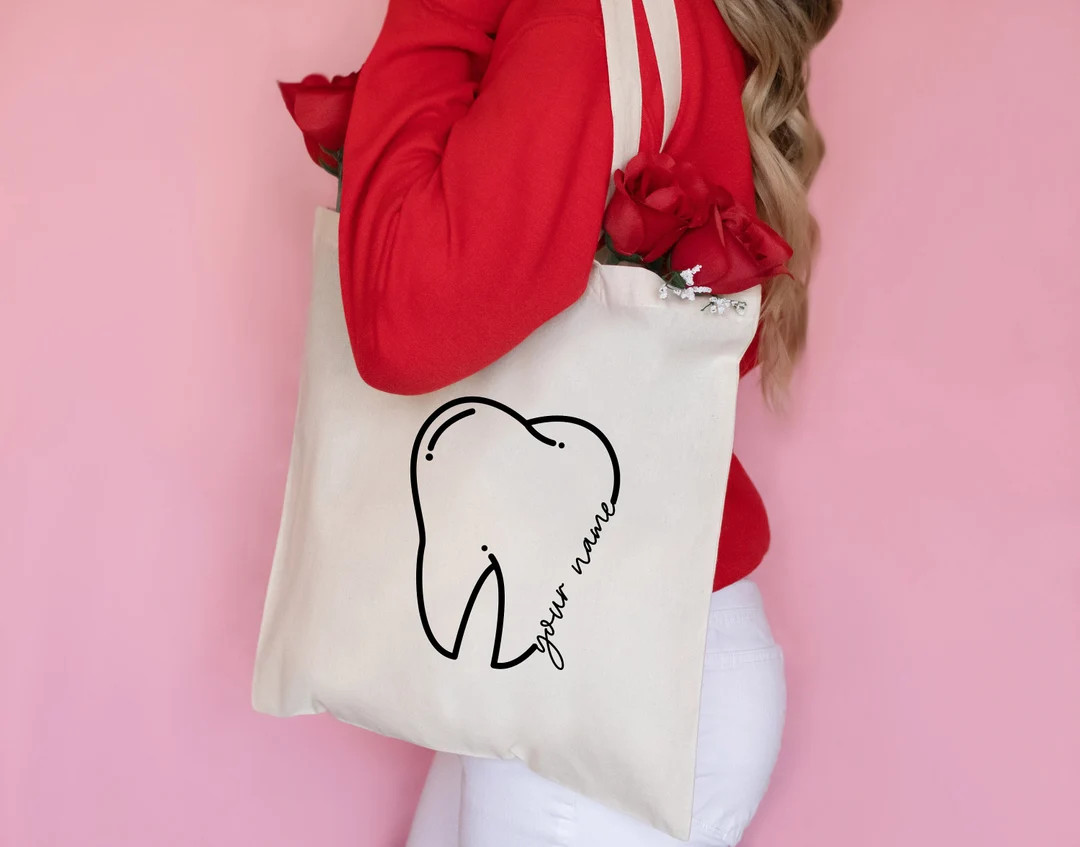 Dentist Custom Tote, Dentist Personalized Tote, Tooth Tote, Cute Tooth Tote, Dental Assistant Tot... | Etsy (US)