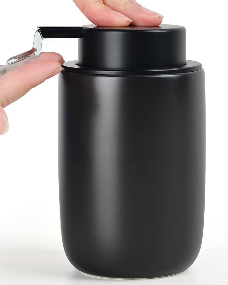 BosilunLife Lotion Pump Dispenser - Matte Black Soap Dispenser Bathroom Ceramic Dish Liquid Soap ... | Amazon (US)