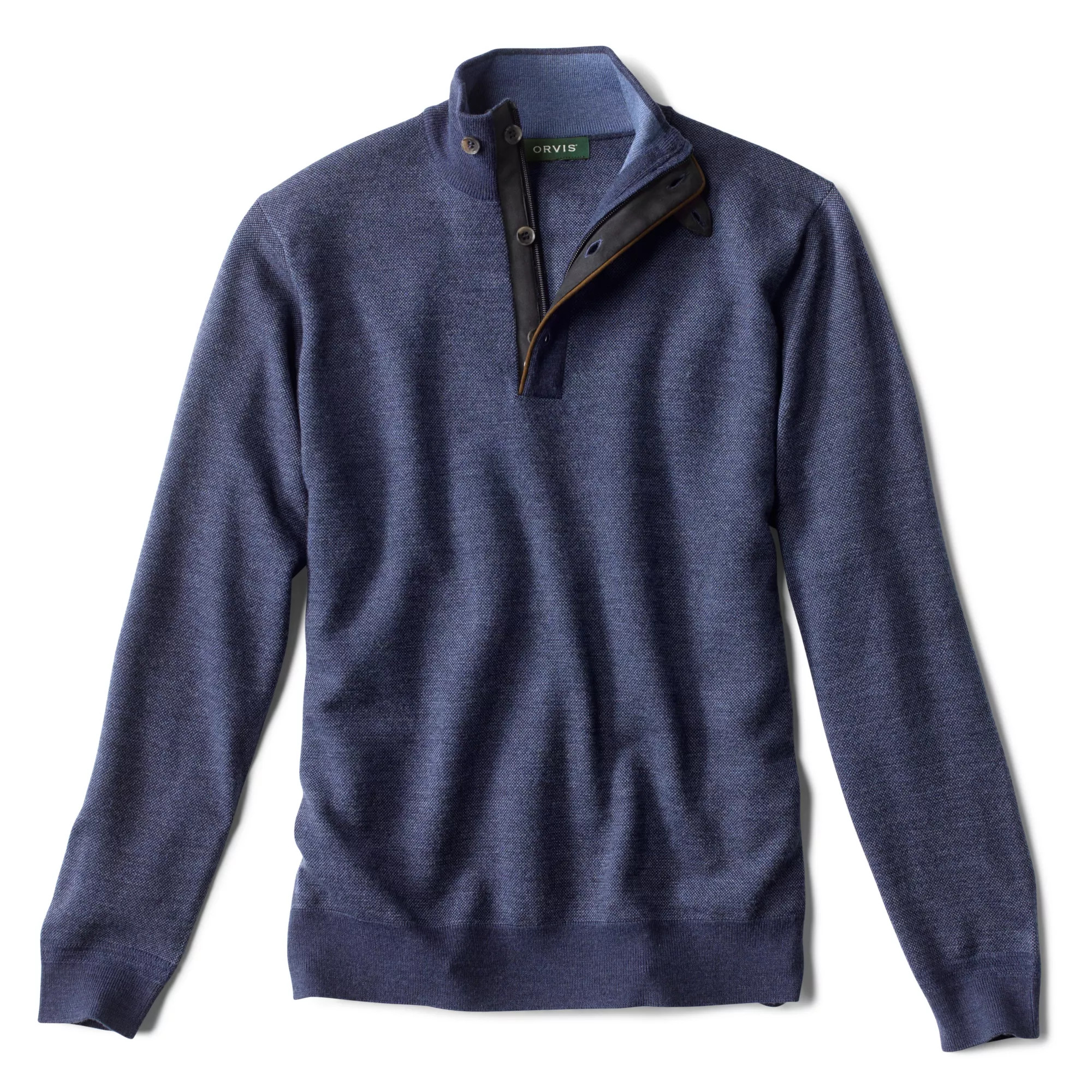 Birdseye Zip Button Mockneck Sweater | Orvis (US)