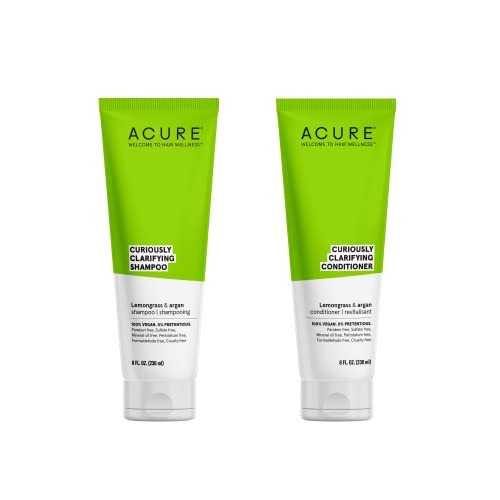 Acure Curiously Clarifying Shampoo & Conditioner Bundle, 100% Vegan, Lemongrass & Argan, Cleanses, Removes Buildup, Boost Shine & Replenishes Moisture, 8 Fl Oz Each | Amazon (US)