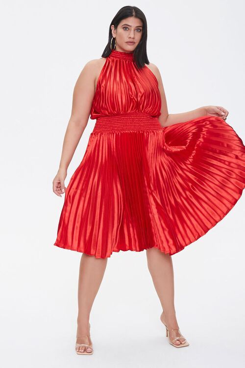 Plus Size Pleated Satin Dress | Forever 21 (US)