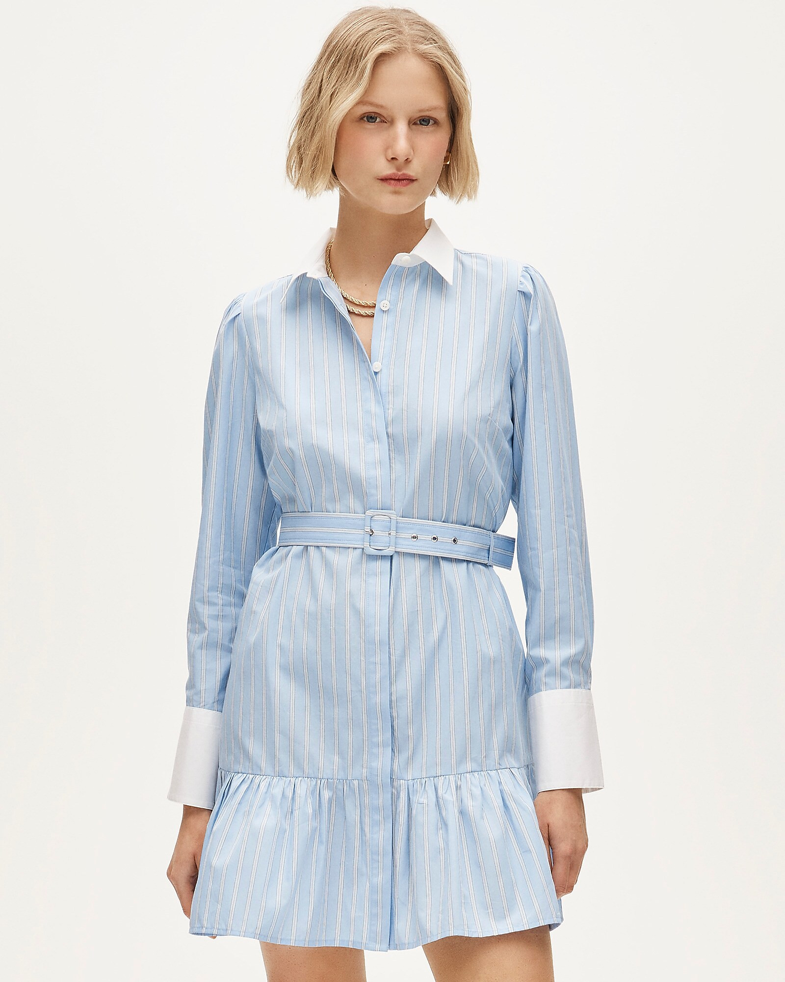 Tiered shirt-dress in striped cotton poplin | J. Crew US
