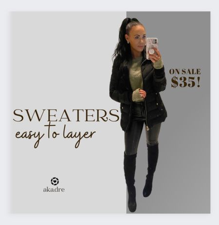 #winter #sale
#sweater
#kneehighboots
#blackboots
#leatherleggings
#blackleatherleggings
#blackpants
#winteroutfit
#winterjacket
#coat
#mk
#blackjacket
#feather
#greensweater

#LTKstyletip #LTKSeasonal #LTKsalealert
