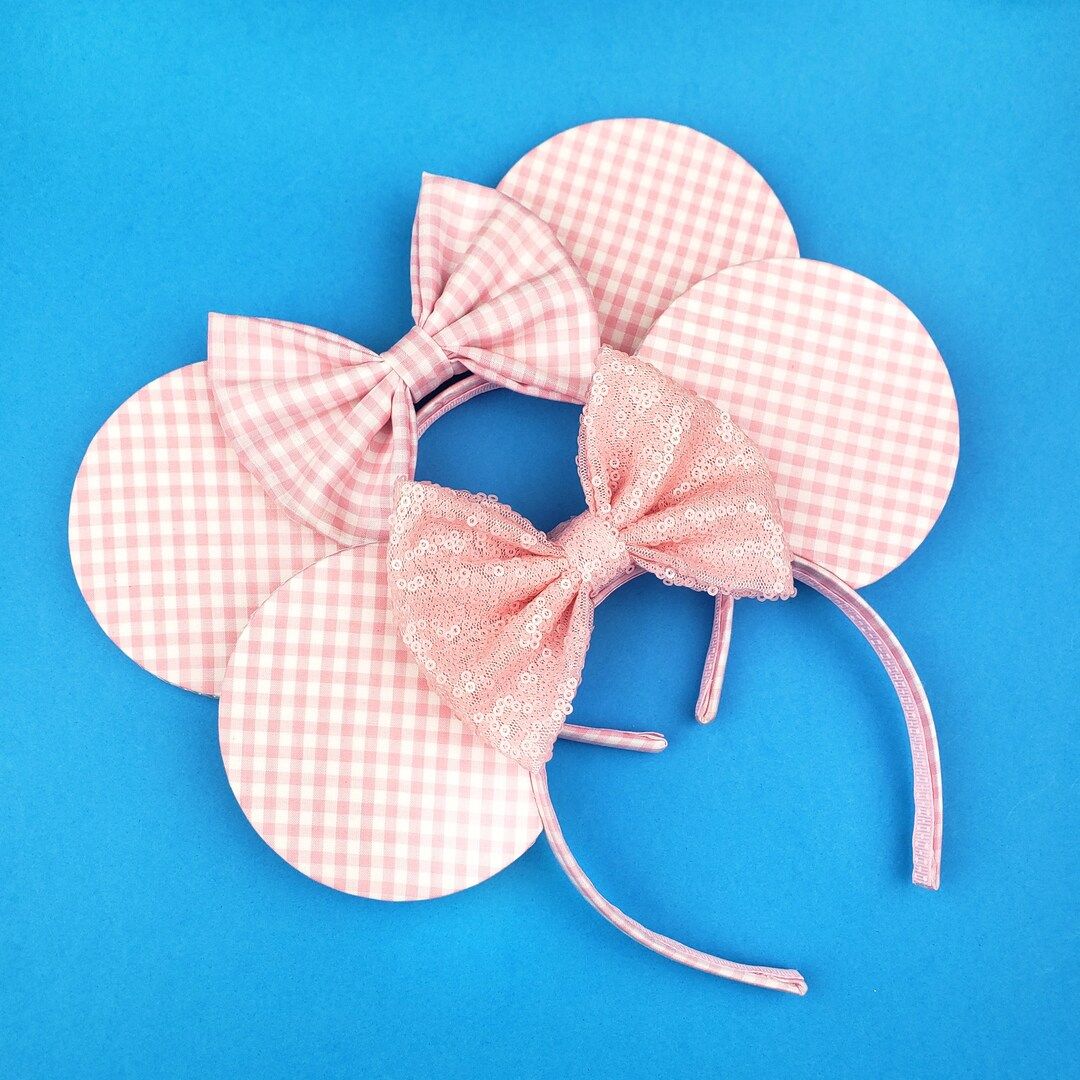 Pink Gingham Plaid Spring Mouse Ears | Etsy (US)